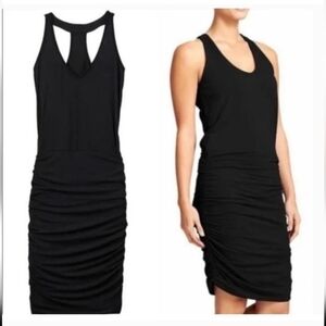 Athleta Black Ruched Midi Dress